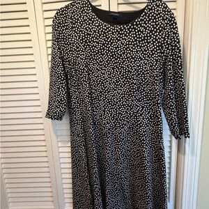 Lands' End Black and White Long Sleeve Dress
